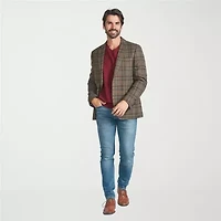 The Savile Row Co Mens Windowpane Modern Fit Sport Coat