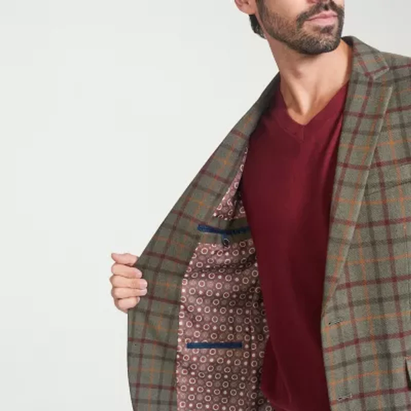 The Savile Row Co Mens Windowpane Modern Fit Sport Coat