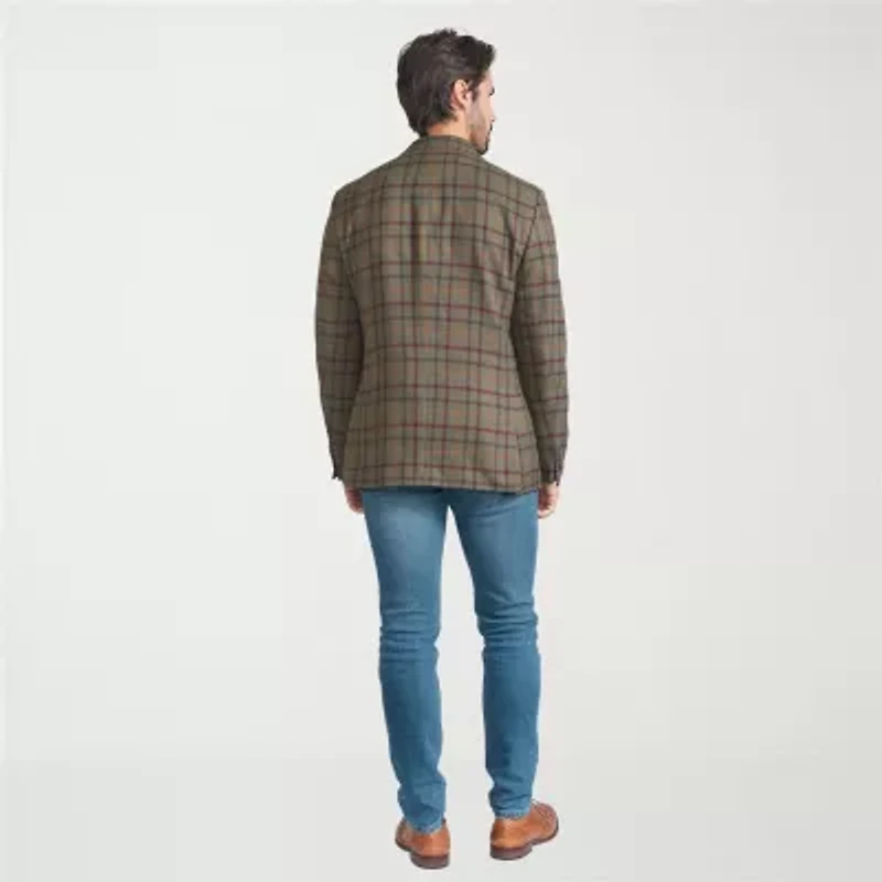 The Savile Row Co Mens Windowpane Modern Fit Sport Coat