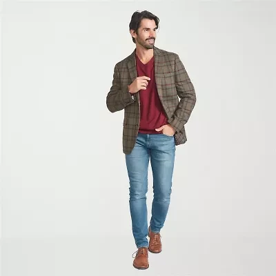 The Savile Row Co Mens Windowpane Modern Fit Sport Coat