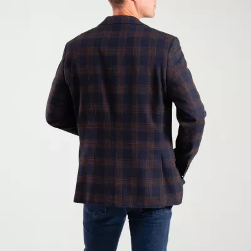 The Savile Row Co Mens Plaid Modern Fit Sport Coat