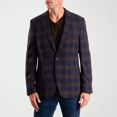 The Savile Row Co Mens Plaid Modern Fit Sport Coat
