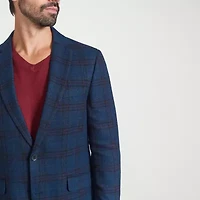 The Savile Row Co Mens Plaid Modern Fit Sport Coat