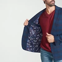 The Savile Row Co Mens Plaid Modern Fit Sport Coat