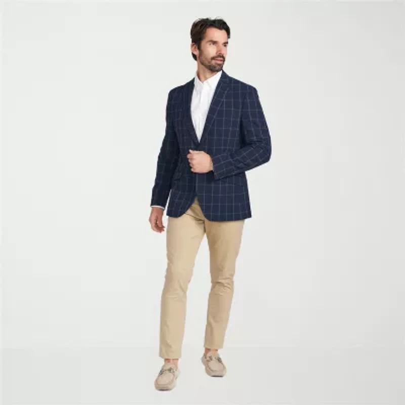 The Savile Row Co Mens Windowpane Modern Fit Sport Coat