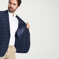 The Savile Row Co Mens Windowpane Modern Fit Sport Coat