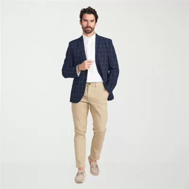 The Savile Row Co Mens Windowpane Modern Fit Sport Coat