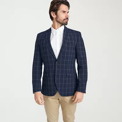 The Savile Row Co Mens Windowpane Modern Fit Sport Coat