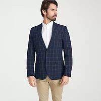 The Savile Row Co Mens Windowpane Modern Fit Sport Coat