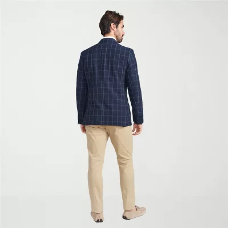 The Savile Row Co Mens Windowpane Modern Fit Sport Coat