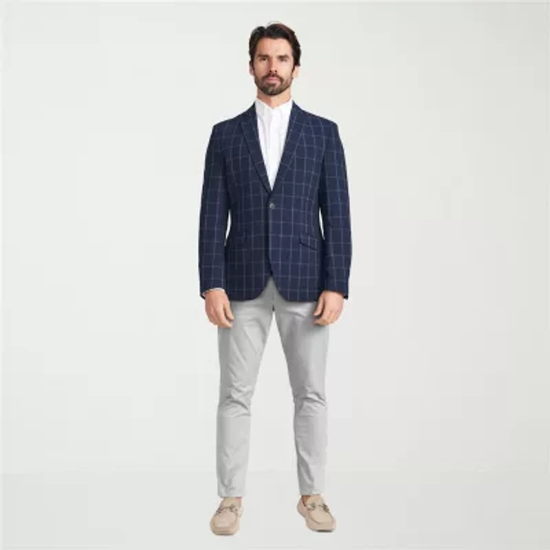 The Savile Row Co Mens Windowpane Modern Fit Sport Coat