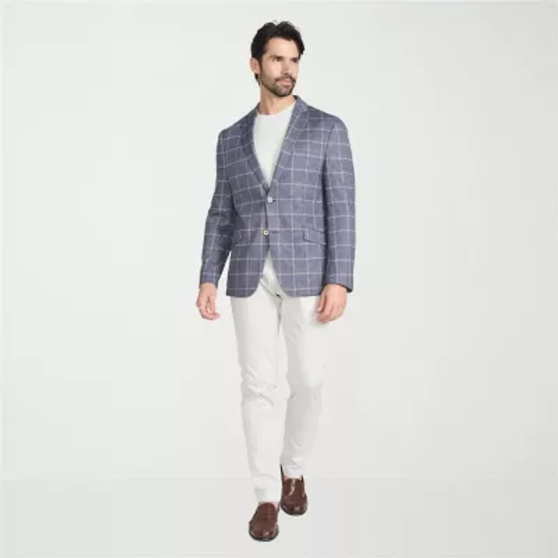 The Savile Row Co Mens Windowpane Modern Fit Sport Coat