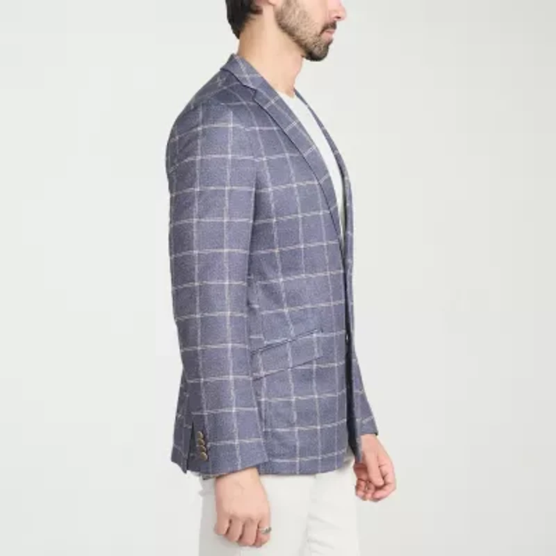 The Savile Row Co Mens Windowpane Modern Fit Sport Coat