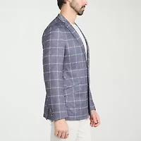 The Savile Row Co Mens Windowpane Modern Fit Sport Coat