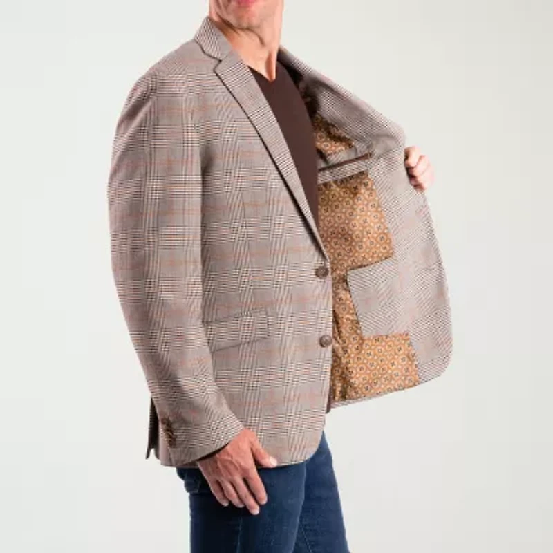 The Savile Row Co Mens Plaid Modern Fit Sport Coat