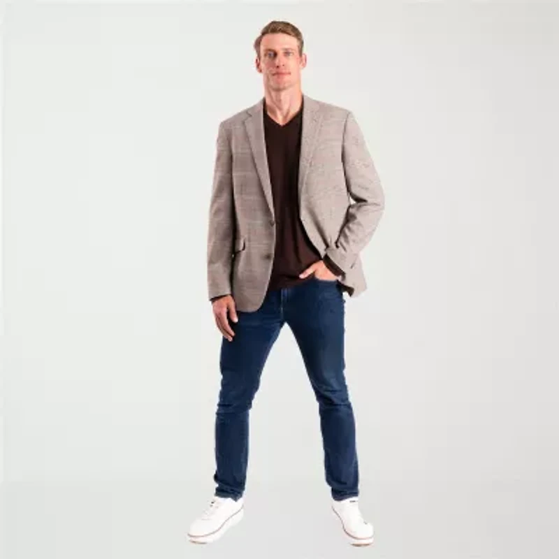 The Savile Row Co Mens Plaid Modern Fit Sport Coat