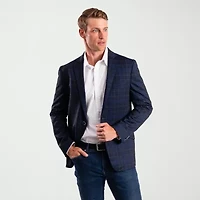 The Savile Row Co Mens Plaid Modern Fit Sport Coat