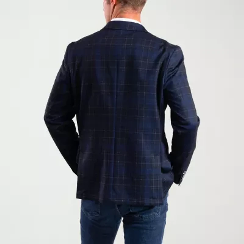 The Savile Row Co Mens Plaid Modern Fit Sport Coat