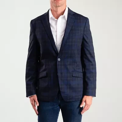 The Savile Row Co Mens Plaid Modern Fit Sport Coat