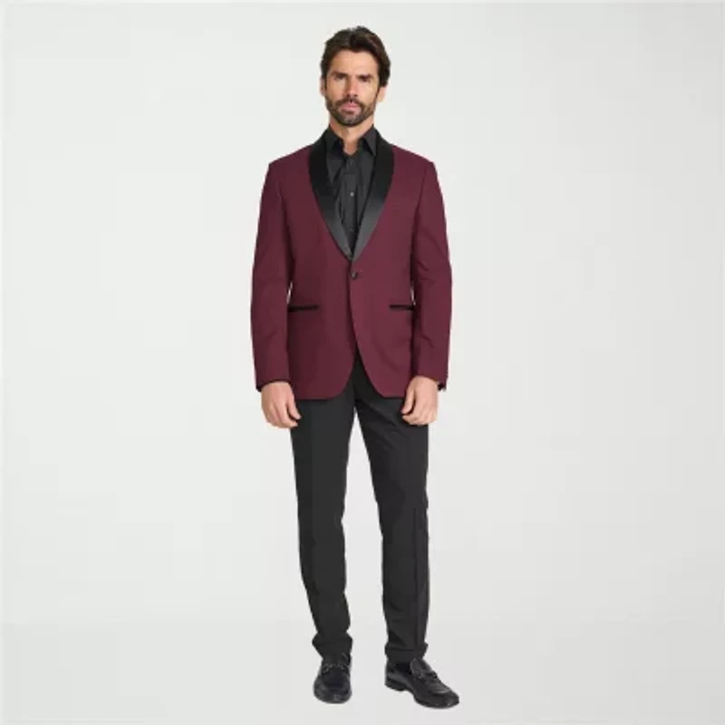 The Savile Row Co Mens Jacquard Slim Fit Sport Coat