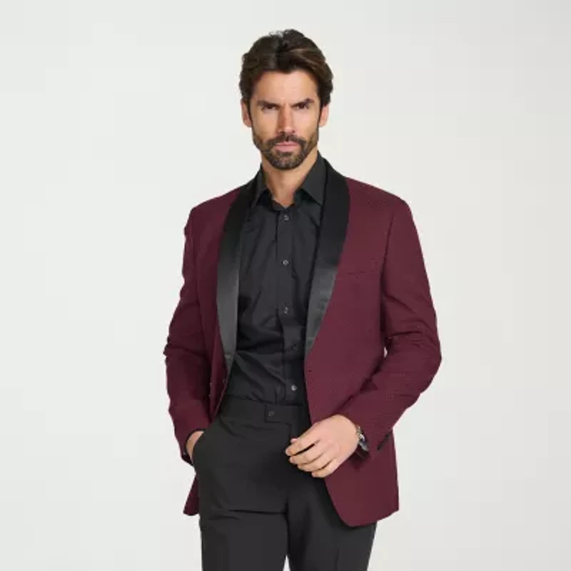 The Savile Row Co Mens Jacquard Slim Fit Sport Coat