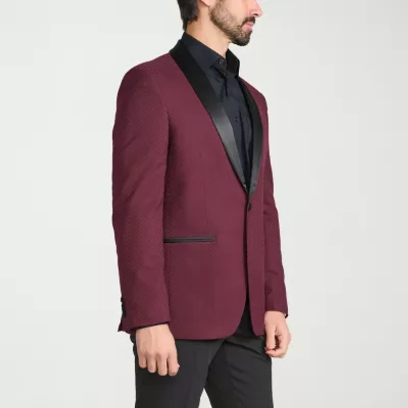 The Savile Row Co Mens Jacquard Slim Fit Sport Coat