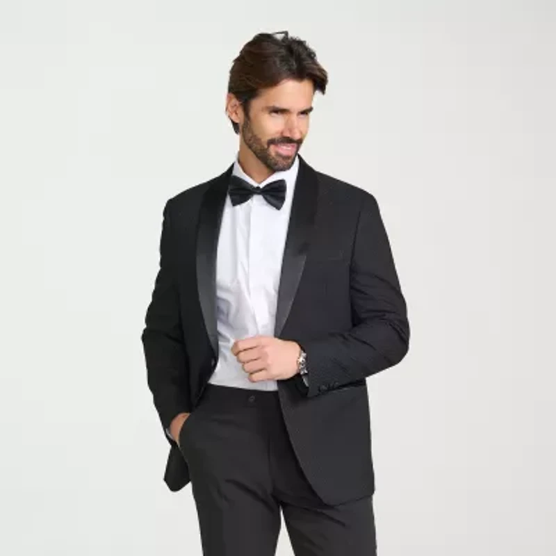 The Savile Row Co Mens Jacquard Slim Fit Sport Coat