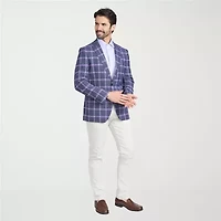 The Savile Row Co Mens Plaid Modern Fit Sport Coat