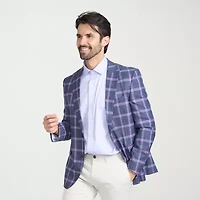 The Savile Row Co Mens Plaid Modern Fit Sport Coat