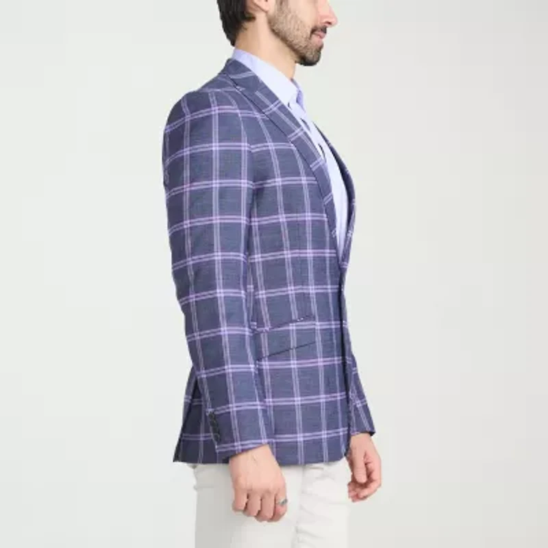 The Savile Row Co Mens Plaid Modern Fit Sport Coat