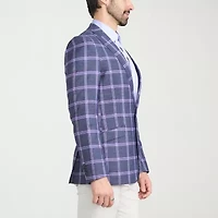 The Savile Row Co Mens Plaid Modern Fit Sport Coat