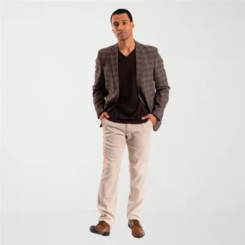 The Savile Row Co Mens Plaid Modern Fit Sport Coat