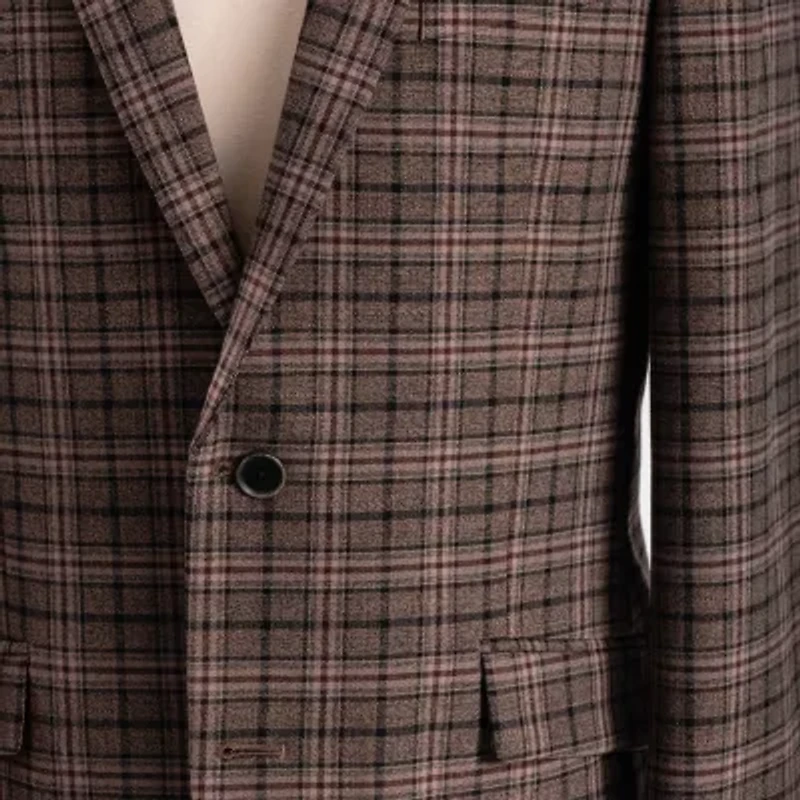 The Savile Row Co Mens Plaid Modern Fit Sport Coat