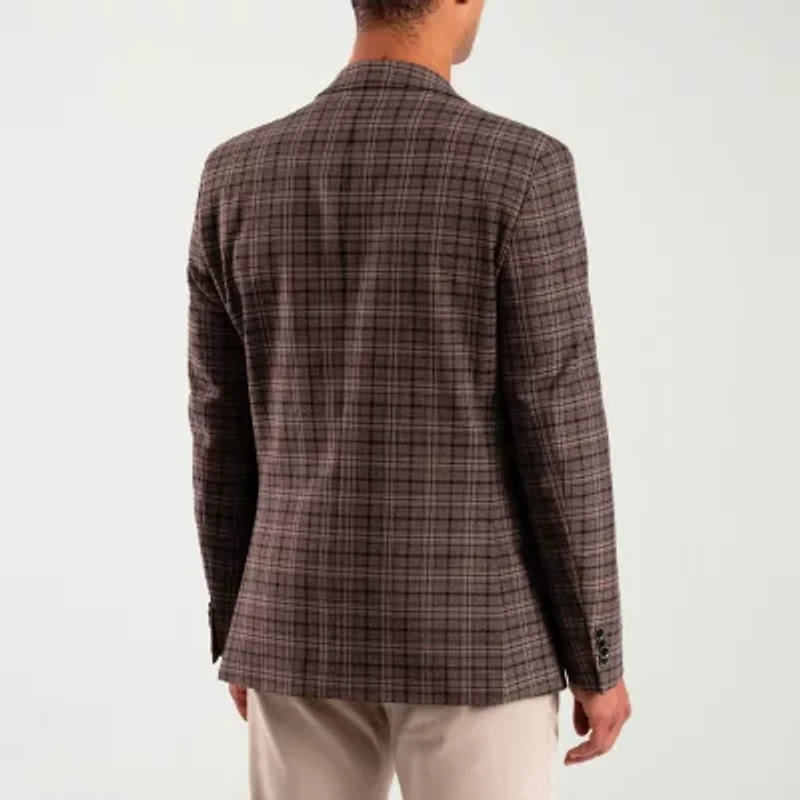 The Savile Row Co Mens Plaid Modern Fit Sport Coat