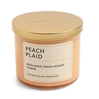 Distant Lands 14oz Peach Plaid 3-Wick Scented Jar Candle