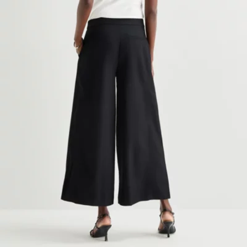 Worthington Womens Wide Leg High Rise Cropped Pant