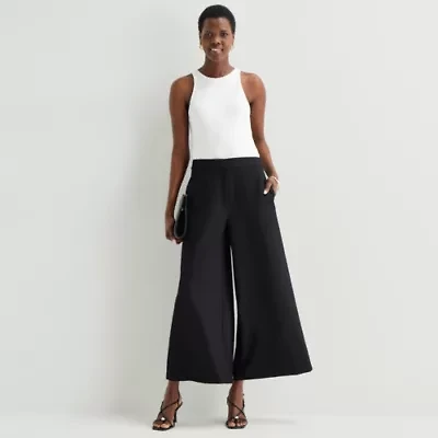 Worthington Womens Wide Leg High Rise Cropped Pant
