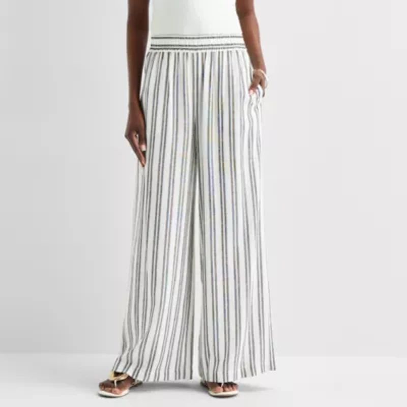 Worthington Womens Wide Leg High Rise Pull-On Pant