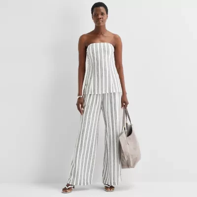 Worthington Womens Wide Leg High Rise Pull-On Pant