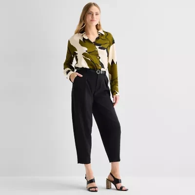 Worthington Womens Tapered Pleated Pant