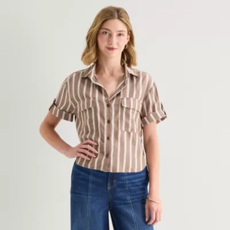 a.n.a Womens Short Sleeve Blouse
