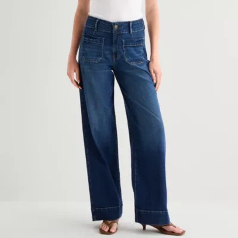 a.n.a Soft Drape Womens Highest Rise Straight Leg Jean