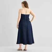 a.n.a Womens Plus Sleeveless Midi A-Line Dress