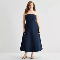 a.n.a Womens Plus Sleeveless Midi A-Line Dress