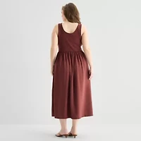 a.n.a Womens Plus U Neck Sleeveless Maxi Dress