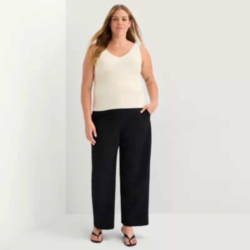 a.n.a Plus Womens V Neck Sleeveless Pullover Sweater