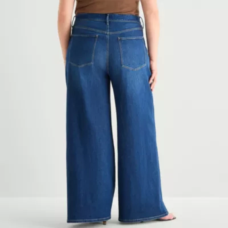 a.n.a Womens Plus Wide Leg Jean