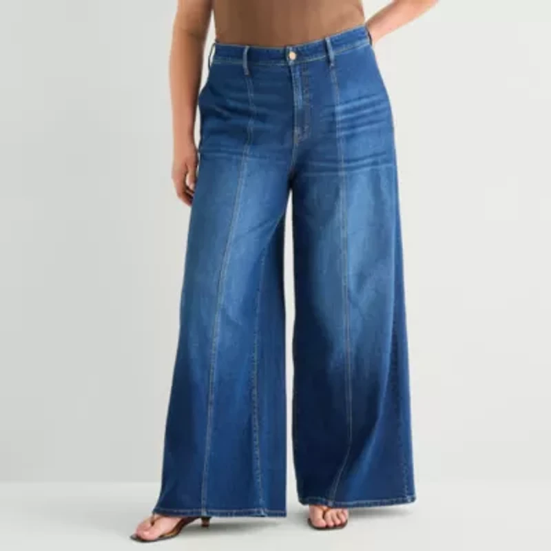 a.n.a Womens Plus Wide Leg Jean