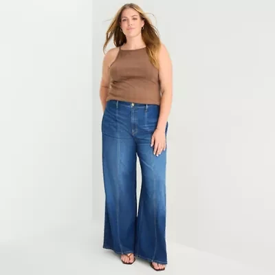 a.n.a Womens Plus Wide Leg Jean