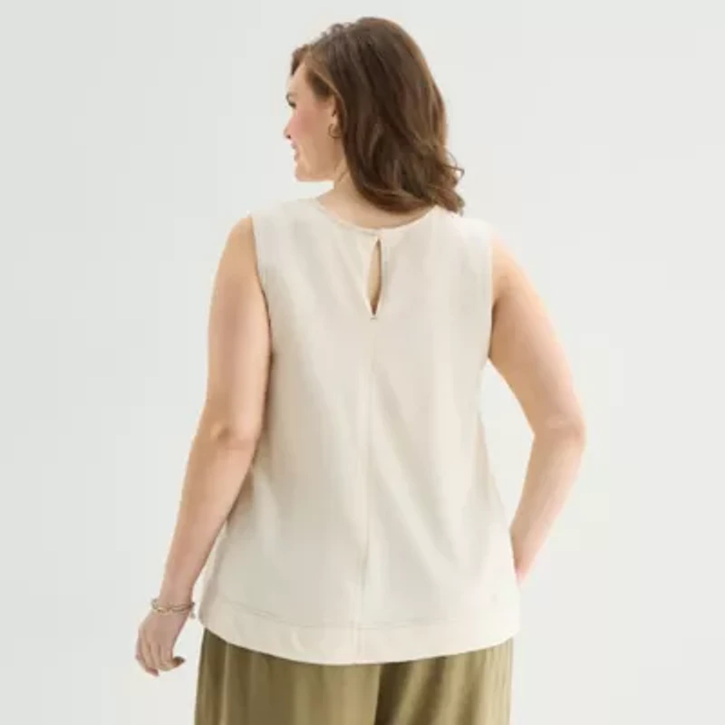 a.n.a Womens Plus Crew Neck Sleeveless Tank Top
